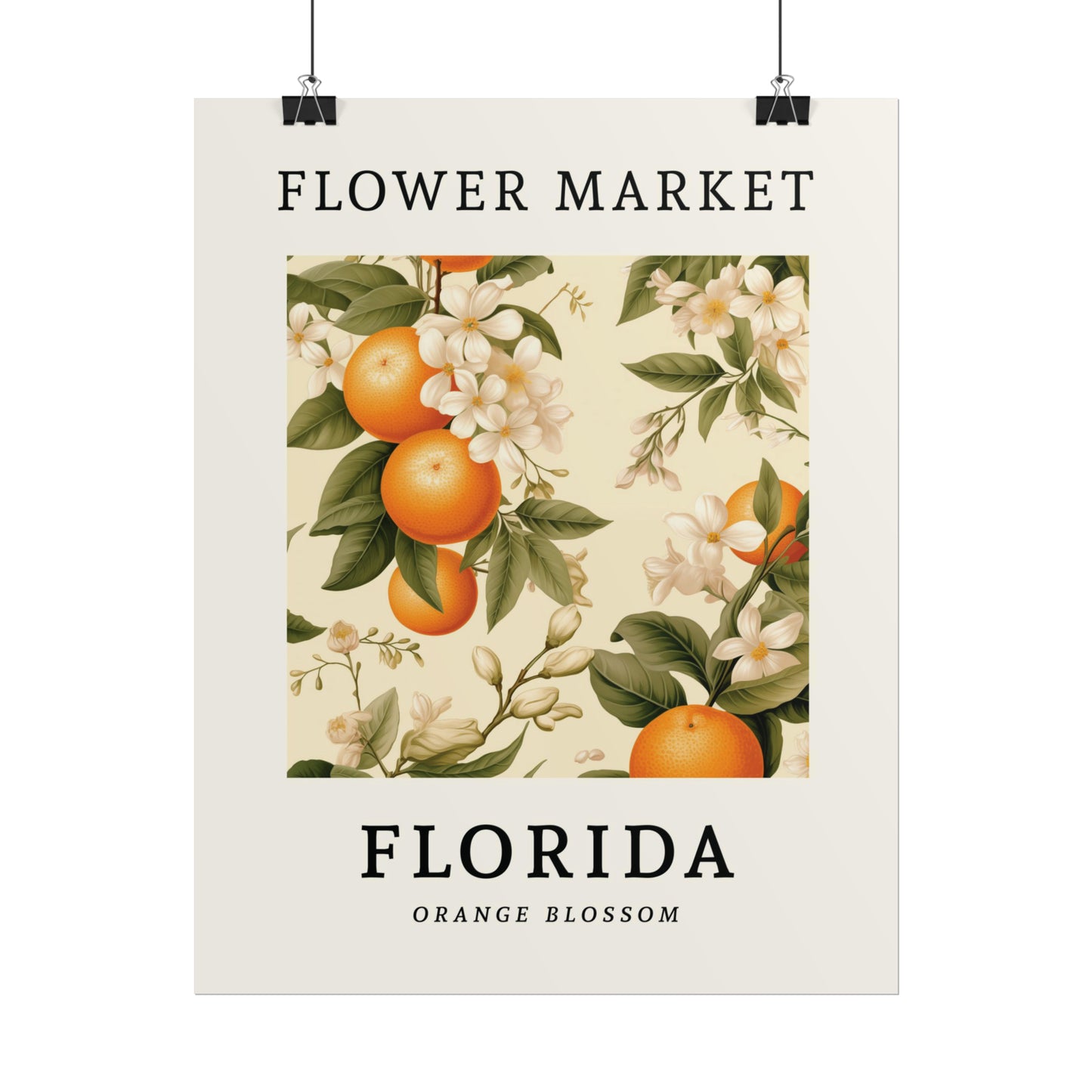 FLORIDA FLOWER MARKET Poster Orange Blossom Flower Blooms Print