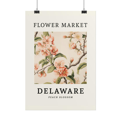 DELAWARE FLOWER MARKET Poster Peach Blossom Flower Blooms Print