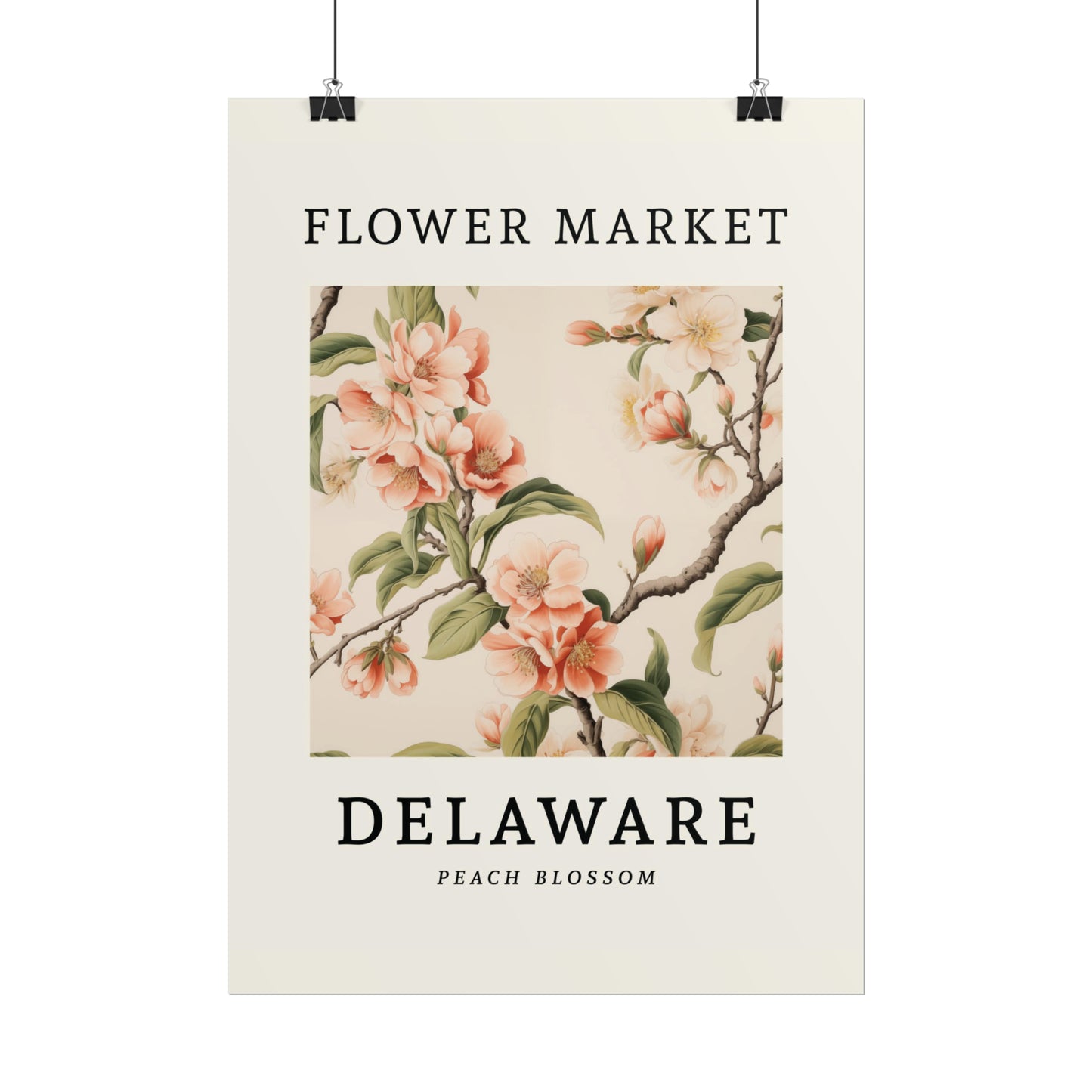 DELAWARE FLOWER MARKET Poster Peach Blossom Flower Blooms Print