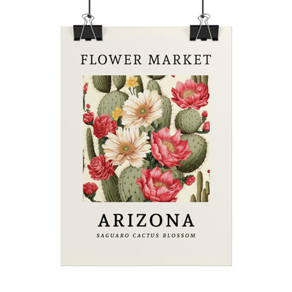 ARIZONA FLOWER MARKET Poster Saguaro Cactus Blossom Print