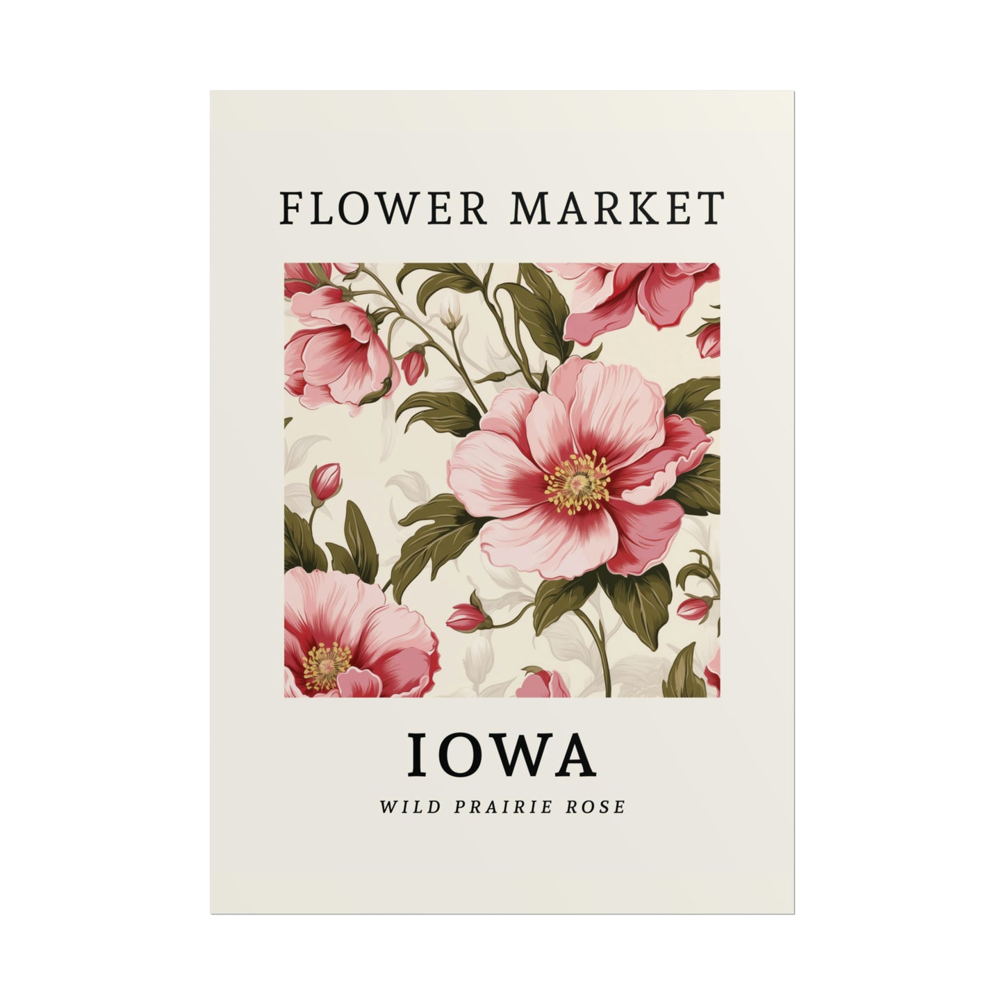 IOWA FLOWER MARKET Poster Wild Prairie Rose Print