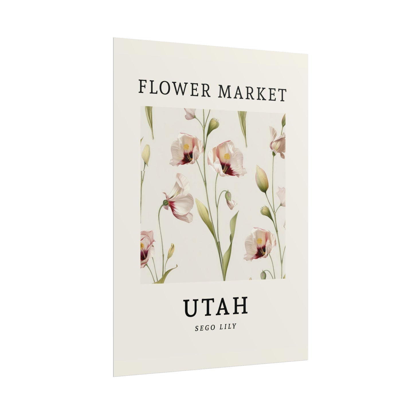 UTAH FLOWER MARKET Poster Sego Lily State Flower Print