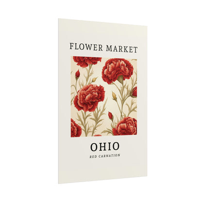 OHIO FLOWER MARKET Poster Scarlet Carnation Blossoms Print