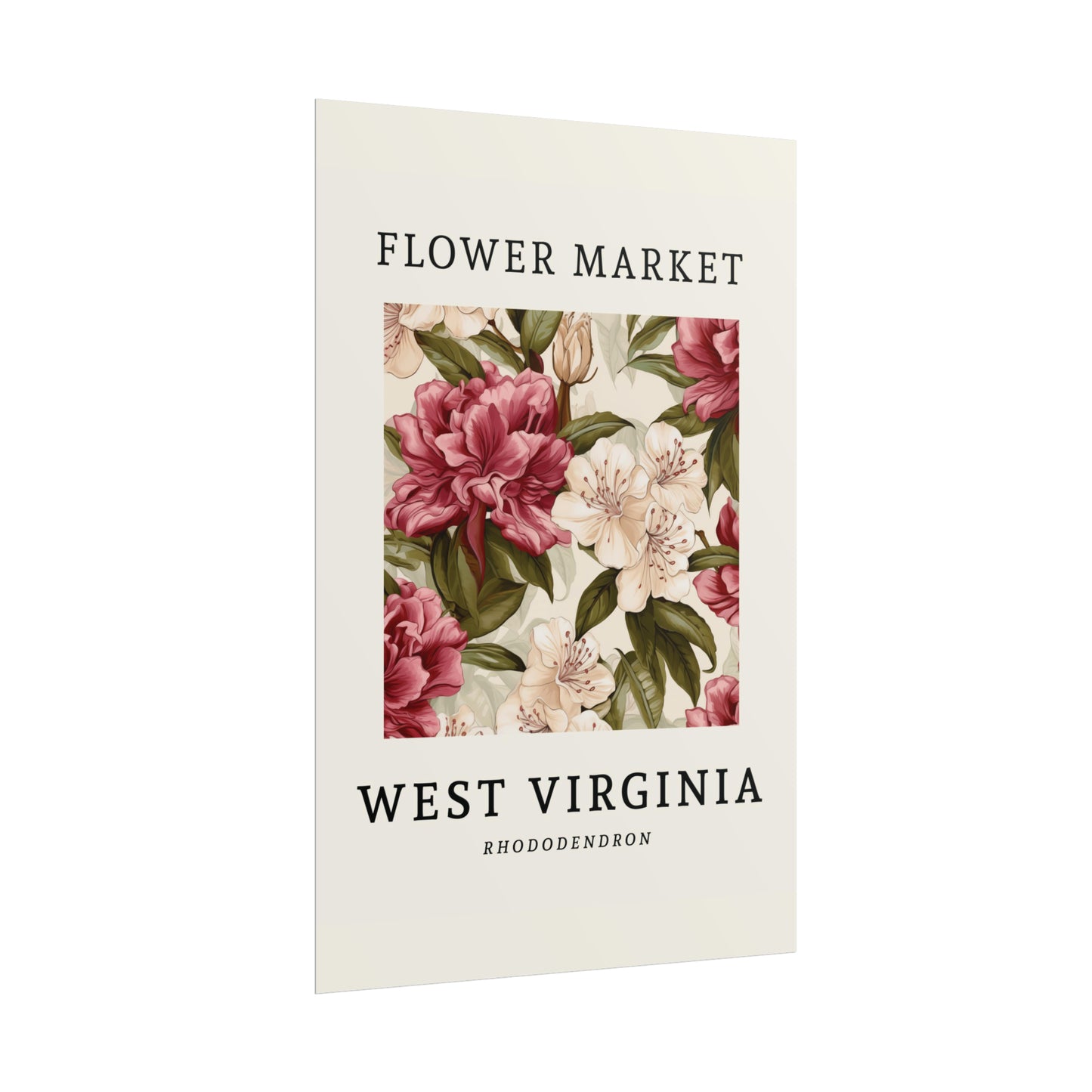 West Virginia FLOWER MARKET Poster Rhododendron State Flower Print