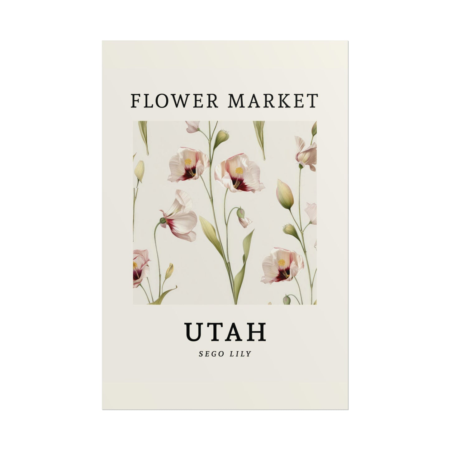 UTAH FLOWER MARKET Poster Sego Lily State Flower Print