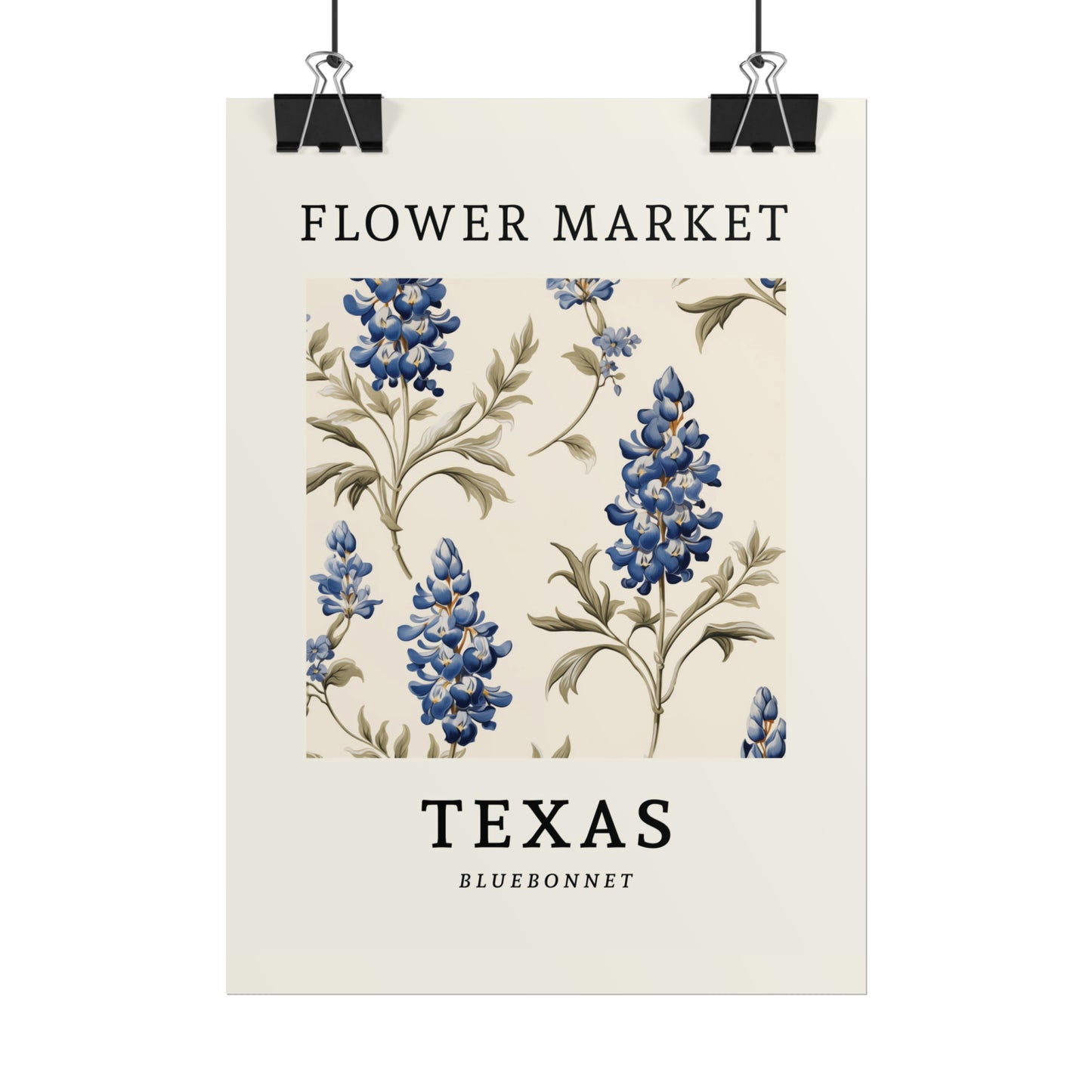 TEXAS FLOWER MARKET Poster Bluebonnet State Flower Print