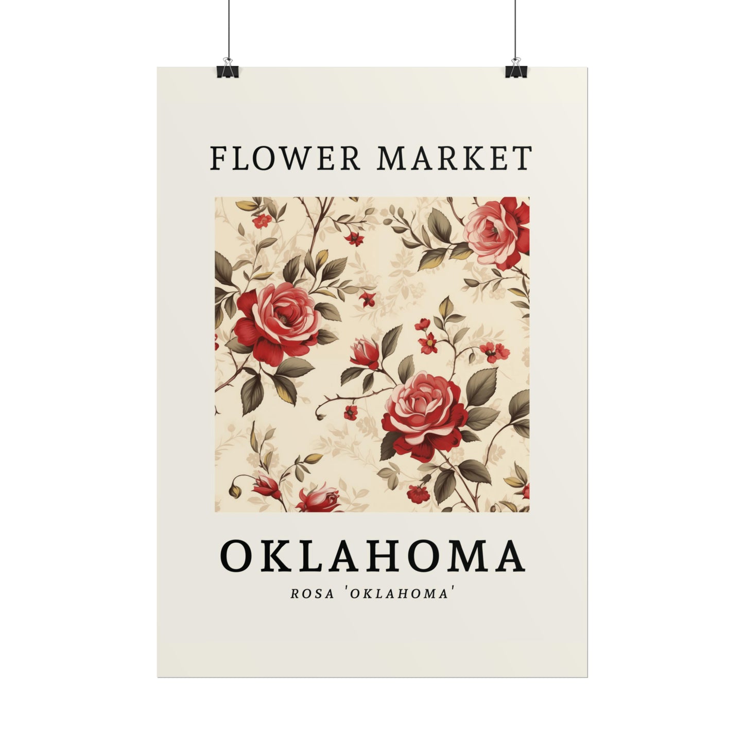 OKLAHOMA FLOWER MARKET Poster Oklahoma Rose Blossoms Print