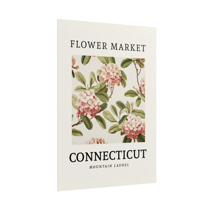 CONNECTICUT FLOWER MARKET Poster Conn Mountain Laurel Flower Blooms Print