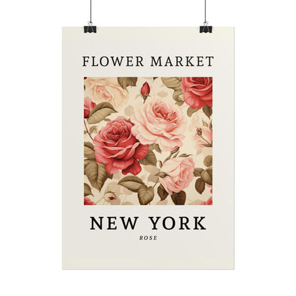 New York FLOWER MARKET Poster Rose Flowers Blossoms Print