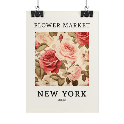 New York FLOWER MARKET Poster Rose Flowers Blossoms Print