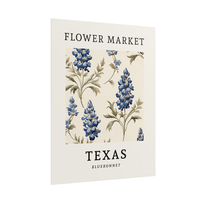 TEXAS FLOWER MARKET Poster Bluebonnet State Flower Print