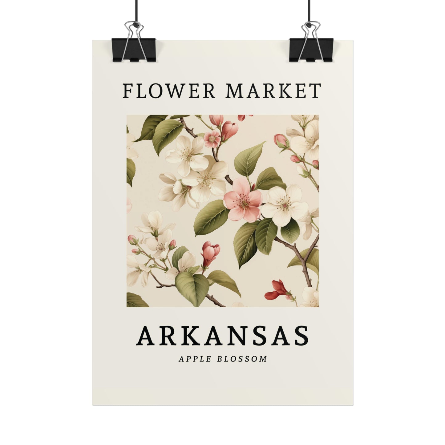 ARKANSAS FLOWER MARKET Poster Apple Blossom Flower Blooms
