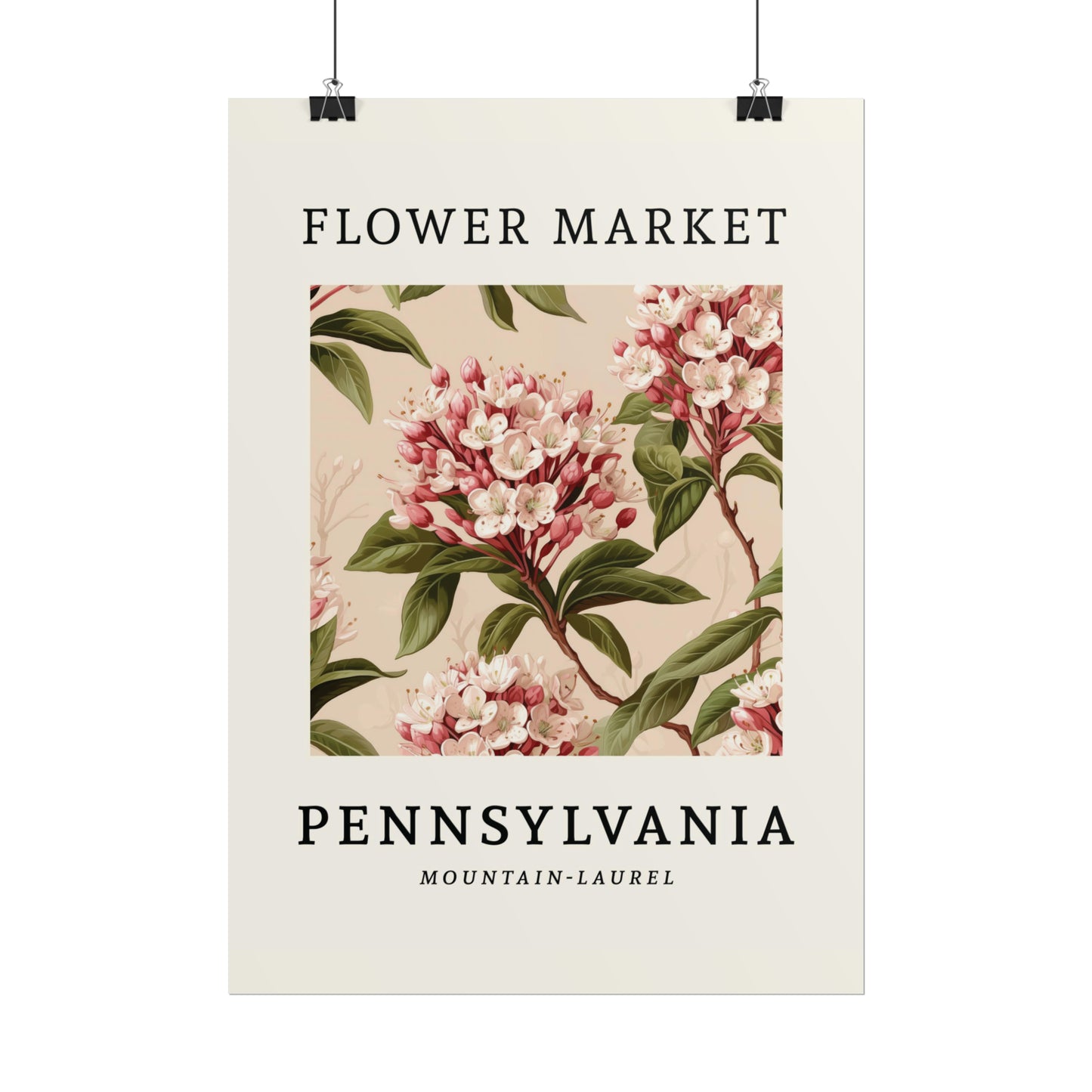 PENNSYLVANIA FLOWER MARKET Poster Mountain Laurel Blossoms Print