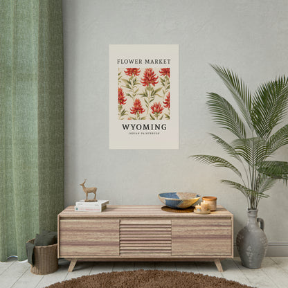 WYOMING FLOWER MARKET Poster Indian Paintbrush State Flower Print