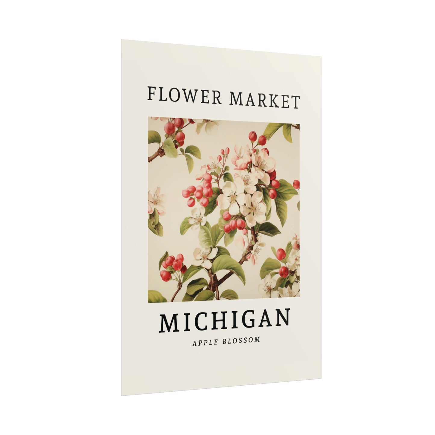 MICHIGAN FLOWER MARKET Poster Apple Blossom Blooms Print