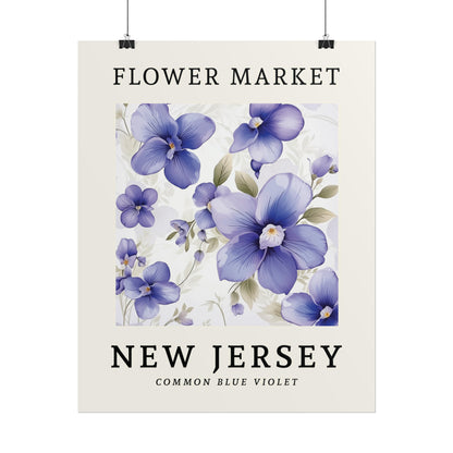 New Jersey FLOWER MARKET Poster Common Blue Violet Blossoms Print
