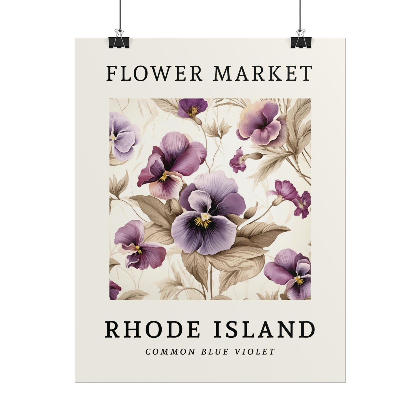 Rhode Island FLOWER MARKET Poster Violet Blossoms Print