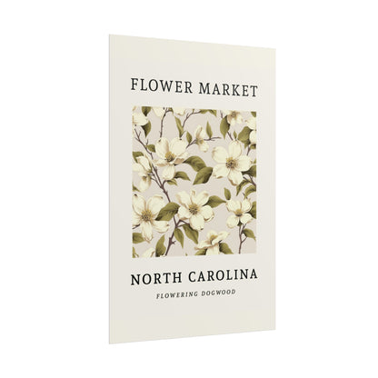 North Carolina FLOWER MARKET Poster Flowering Dogwood Blossoms Print