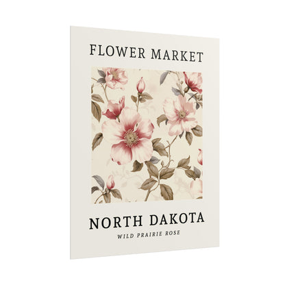 North Dakota FLOWER MARKET Poster Wild Prairie Rose Blossoms Print