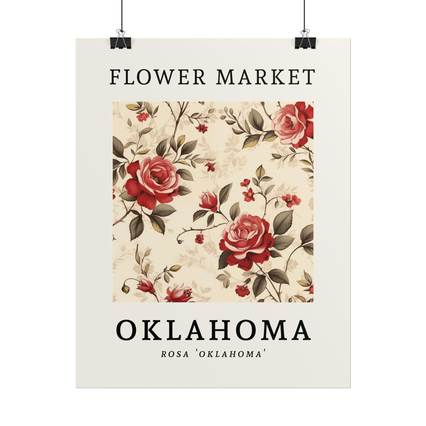OKLAHOMA FLOWER MARKET Poster Oklahoma Rose Blossoms Print