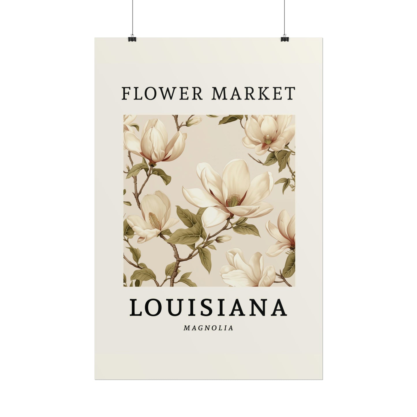 LOUISIANA FLOWER MARKET Poster Magnolia Blossoms Print