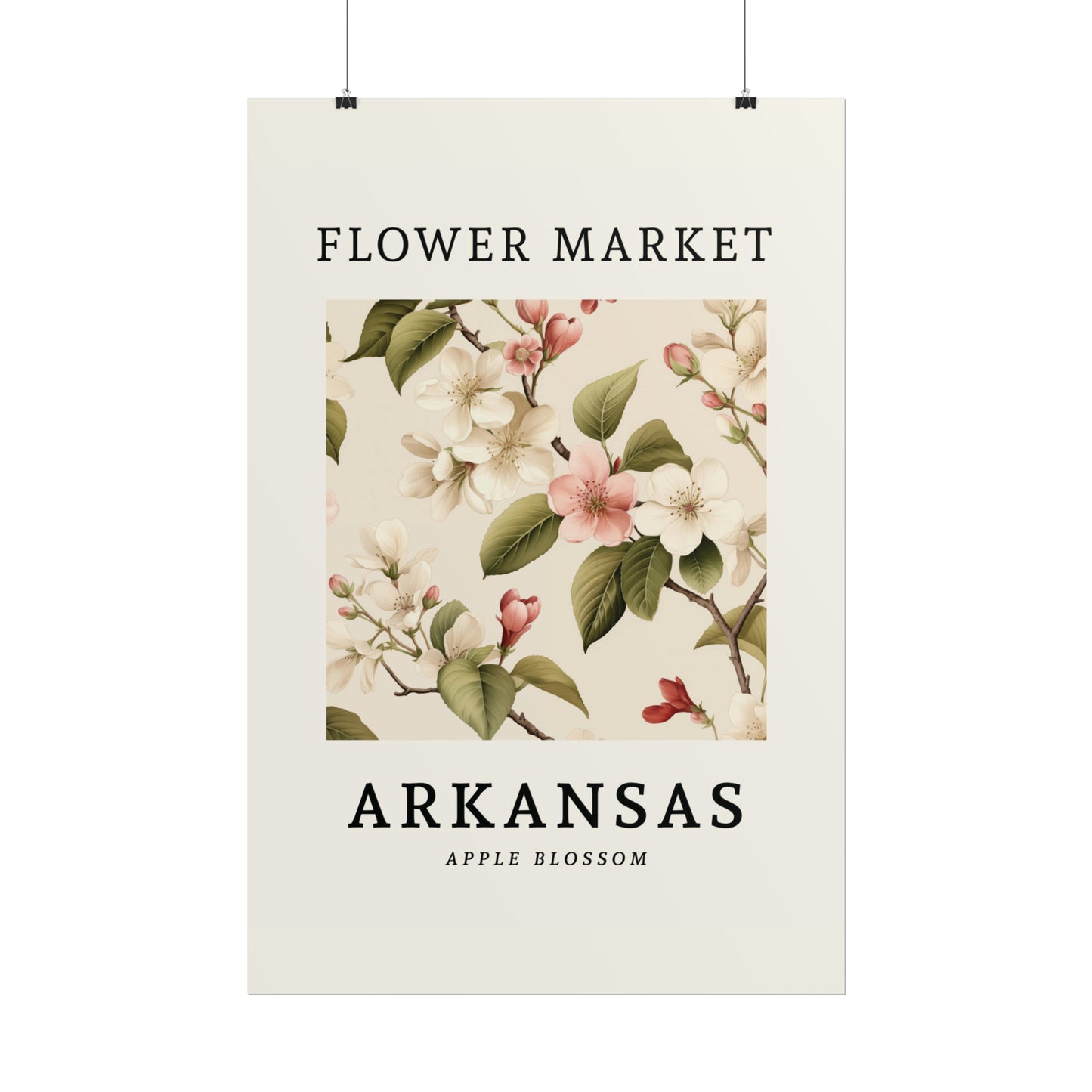ARKANSAS FLOWER MARKET Poster Apple Blossom Flower Blooms