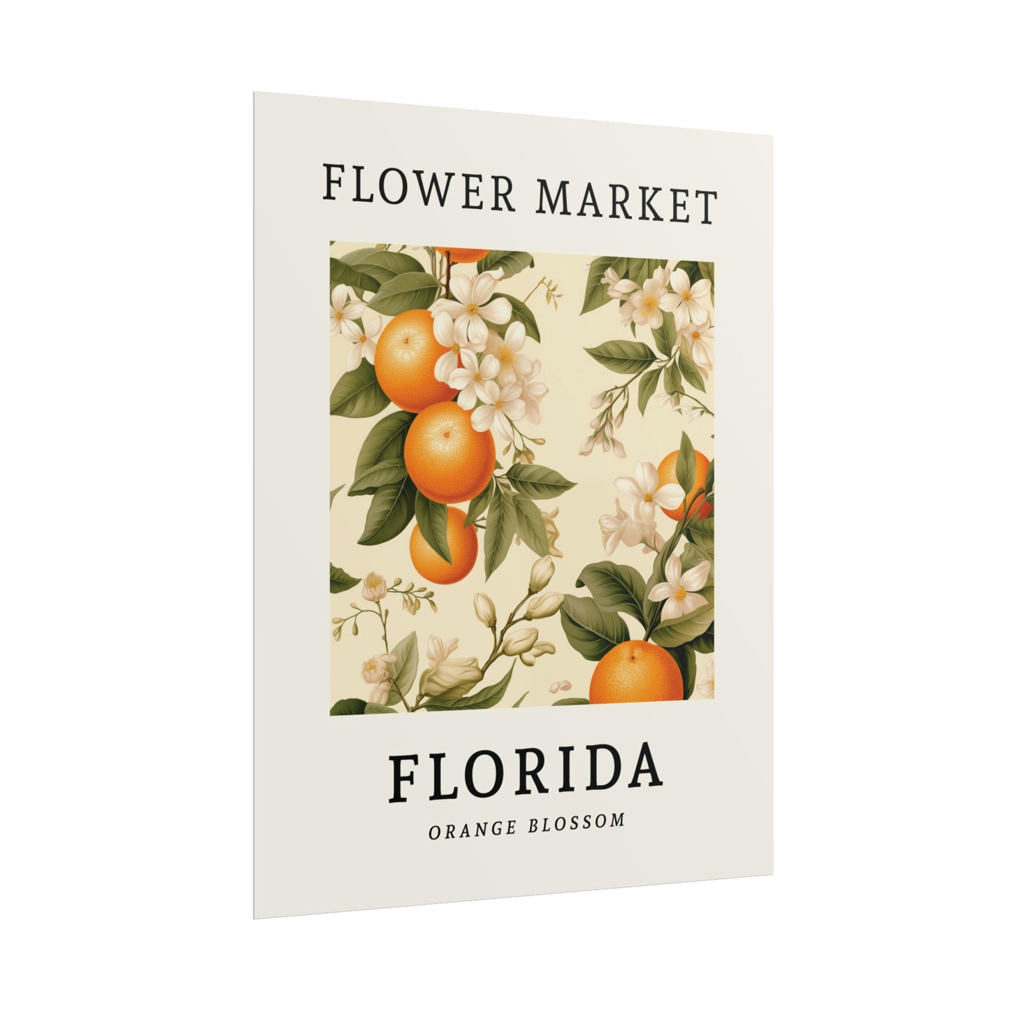FLORIDA FLOWER MARKET Poster Orange Blossom Flower Blooms Print