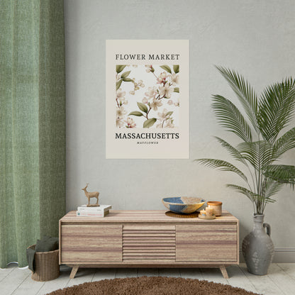MASSACHUSETTS FLOWER MARKET Poster Mayflower Blooms Print