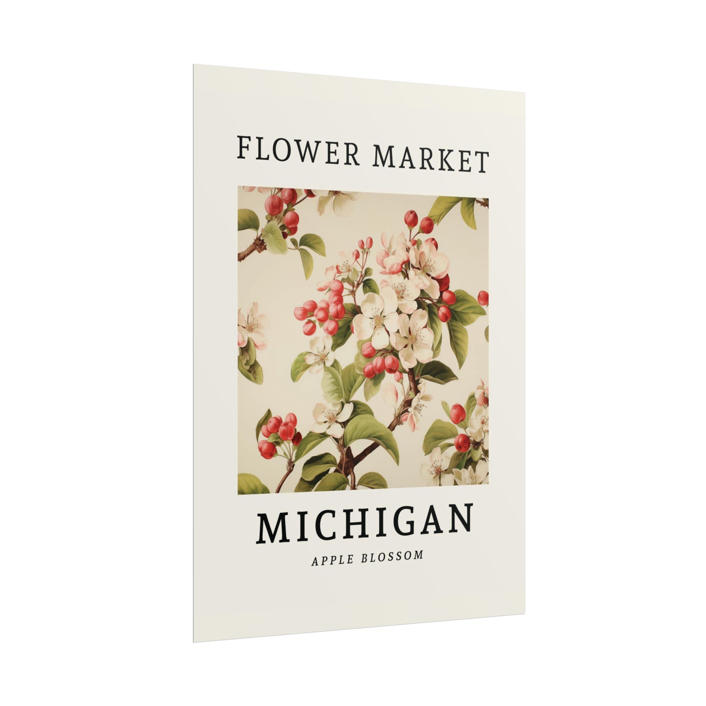 MICHIGAN FLOWER MARKET Poster Apple Blossom Blooms Print